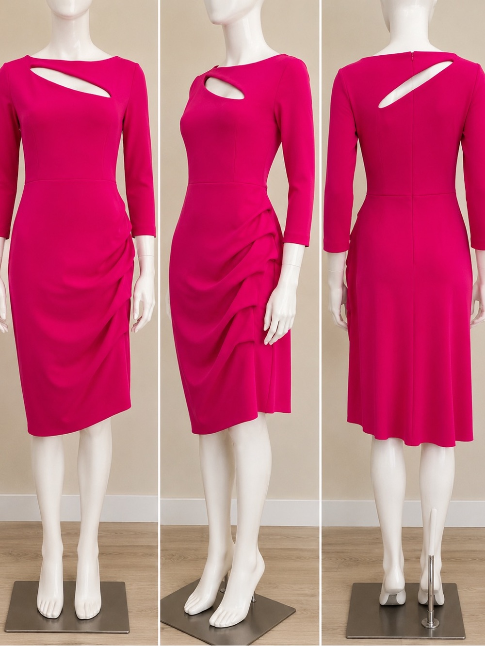 Chiara Boni Fuchsia Asymmetrical Cutout Sheath Dress